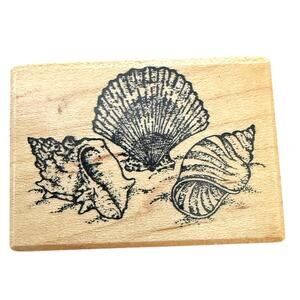 PSX Vintage Set Of 3 Seashells Shells In Sand D190 Rubber Stamp